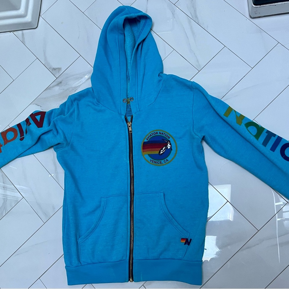 Aviator Nation Size 14 Girls Zip Up Sweatshirt